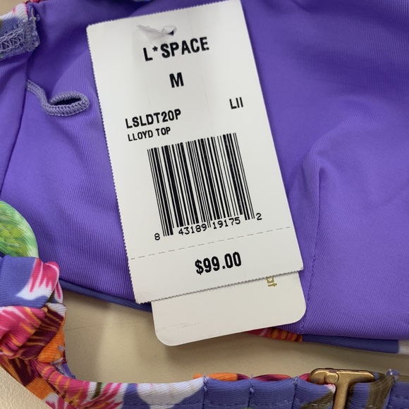 NWT L*Space Revolve Lloyd Bikini Top Lost Ibiza Purple Floral Print (Top Only) M - Picture 5 of 11